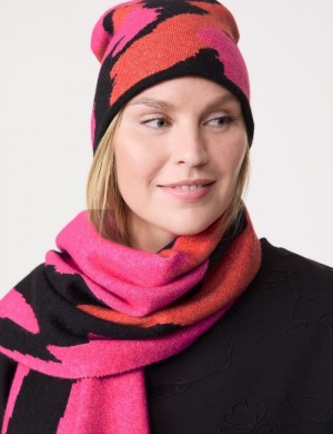 SAMOON Knitted hat with a jacquard pattern Skjerf Rosa | NRWM1799