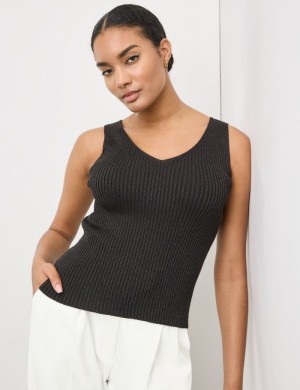 TAIFU Knitted top with a glitter effect Strikkevarer Svarte | IPPX3127