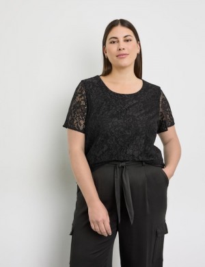 SAMOON Lace top T-skjorte Svarte | YZMI9726