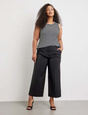 SAMOON Lightweight 7/8-length trousers with a wide leg, Lotta Bukser Svarte | OGLH3087