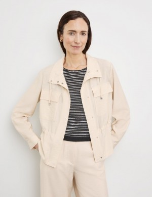 Gerry Weber Lightweight blazer jacket with a drawstring Jakker Beige | OPCF0504