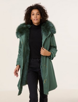 Gerry Weber Lined coat with faux fur Jakker Grønn | YFEH6736