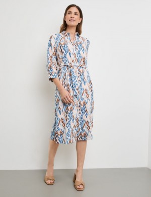 Gerry Weber Linen dress with a waistband Kjole Multicolor | YUDI3853