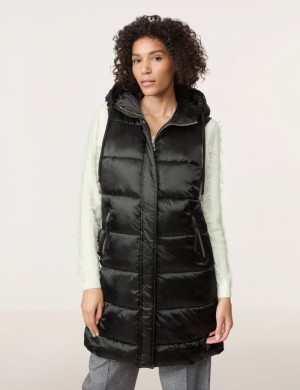 Gerry Weber Long body warmer with a hood Jakker Svarte | EEHH1634