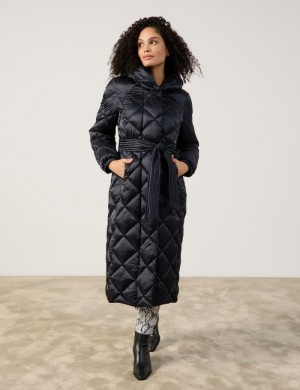 Gerry Weber Long quilted coat with a waist belt Jakker Blå | SAHE8923