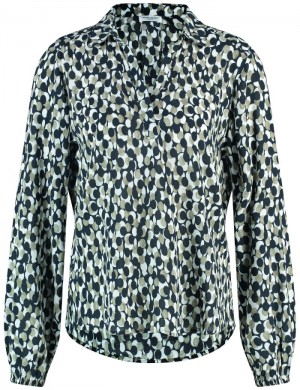 Gerry Weber Long sleeve blouse with a pleated detail Bluse Grønn | UJQB1344