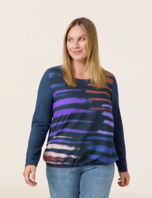 SAMOON Long sleeve top with fabric panelling T-skjorte Blå | ZAAK8132