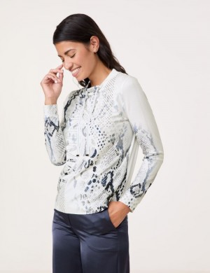 Gerry Weber Long sleeve top with lurex details T-skjorte Hvite | LYBH0687