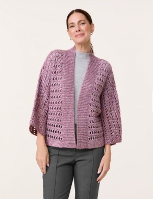 Gerry Weber Loose, openwork cardigan Strikkevarer Lilla | TIFO5019