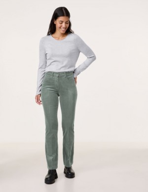 Gerry Weber MAR꞉LIE FLARED FIT corduroy trousers Bukser Grønn | GDPX9489