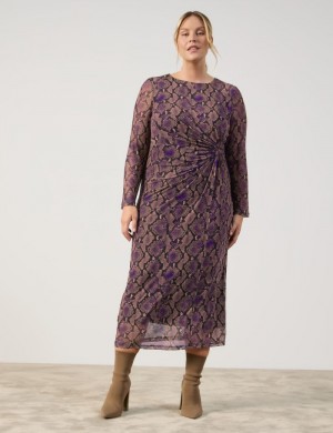 SAMOON Midi dress with side draping Kjole Lilla | QQND7784