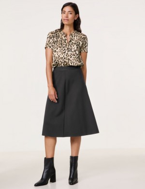 Gerry Weber Midi skirt with a branded elasticated waistband Skjørt Svarte | JUYR8684