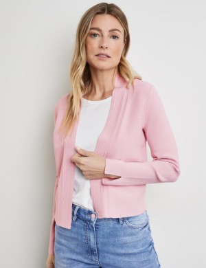 Gerry Weber Open cardigan in a fine rib knit Strikkevarer Rosa | QFYW1790