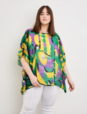 SAMOON Oversized blouse with layered look Bluse Grønn | AWKF2602