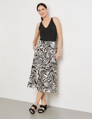 Gerry Weber Patterned skirt with slits Skjørt Svarte | JLJO0319