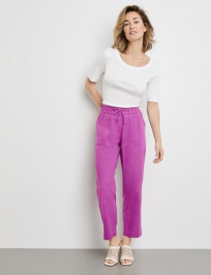 Gerry Weber Pull-on trousers made of cotton/linen, Easy Fit Bukser Rosa | RYPF7560