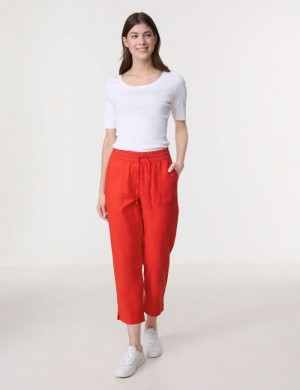 Gerry Weber Pull-on trousers made of cotton/linen, Easy Fit Bukser Rød | TWKH7838