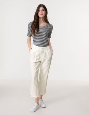 Gerry Weber Pull-on trousers made of cotton/linen, Easy Fit Bukser Hvite | ROAD9132