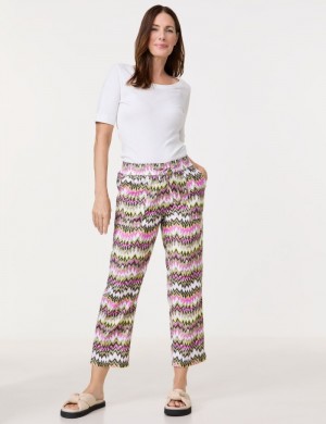 Gerry Weber Pull-on trousers with linen, Easy Fit Bukser Multicolor | STEP5314