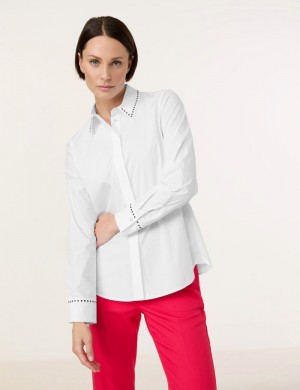 TAIFU Shirt blouse with stud embellishment Bluse Hvite | UZIT9389