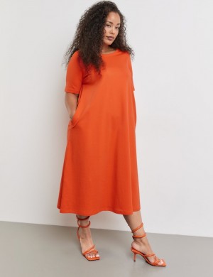 SAMOON Shirt dress made of heavy interlock jersey Kjole Oransje | WIEO5665