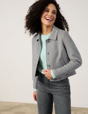 Gerry Weber Short blazer jacket with added wool Blazere Grå | DVVK1233