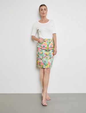 Gerry Weber Short skirt with a kick pleat Skjørt Multicolor | EZJX7476