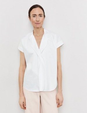 Gerry Weber Short sleeve blouse with a flounce Bluse Hvite | ZWJK0966