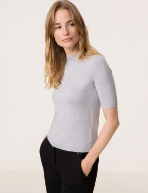 Gerry Weber Short sleeve jumper with a turtleneck Strikkevarer Grå | AZUY3521