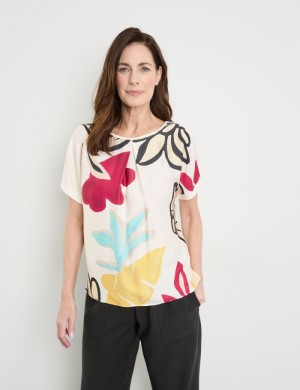 Gerry Weber Short sleeve top with fabric panelling T-skjorte Multicolor | JFUQ3023