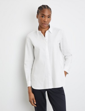 Gerry Weber Simple shirt blouse with an elongated back Bluse Hvite | FDXP1636