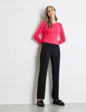 Gerry Weber Simple trousers with pressed pleats Bukser Svarte | XUFP5089