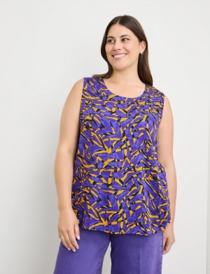 SAMOON Sleeveless blouse with an all-over print Bluse Lilla | DZQN8118