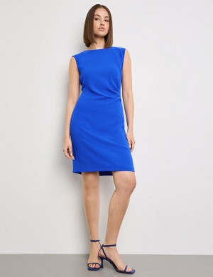 TAIFU Sleeveless dress with pleated details on the side Kjole Blå | YFYO7993