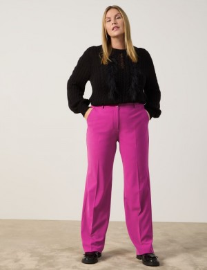 SAMOON Smart pressed pleat trousers with a wide leg, Carlotta Bukser Rosa | IEQR3125