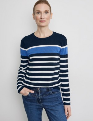 Gerry Weber Soft fine knit jumper Strikkevarer Blå | JTUP6517