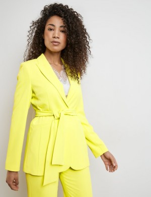 TAIFU Stretch blazer with a tie-around belt Blazere Gul | OFXJ8036