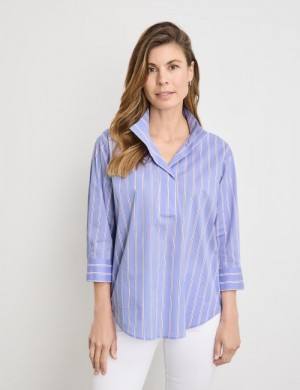 Gerry Weber Striped blouse with 3/4-length sleeves Bluse Blå | XFWT5164