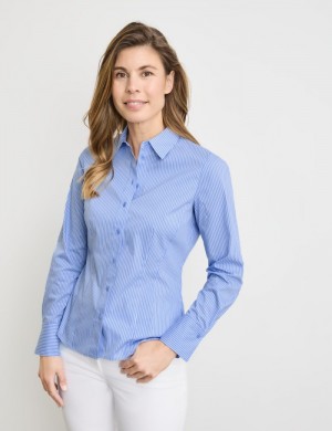 Gerry Weber Striped shirt blouse Bluse Blå | AVQV6484