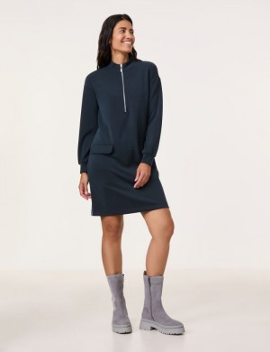 Gerry Weber Sweatshirt dress in sand-washed jersey Kjole Blå | BWZB9293