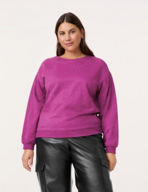 SAMOON Sweatshirt with appliquéd cord T-skjorte Rosa | EDZK6203