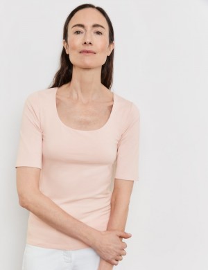 Gerry Weber Top with mid-length sleeves and a wide neckline T-skjorte Rosa | MWNH0357