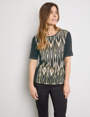 Gerry Weber Top with mid-length sleeves in a mix of materials T-skjorte Svarte | KHDH2728