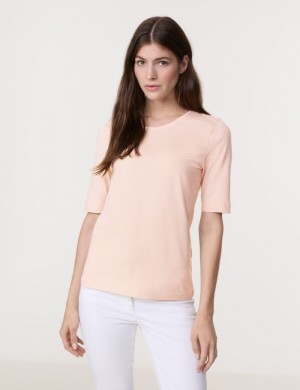 Gerry Weber T-shirt with a satin trim T-skjorte Rosa | LBMQ6388