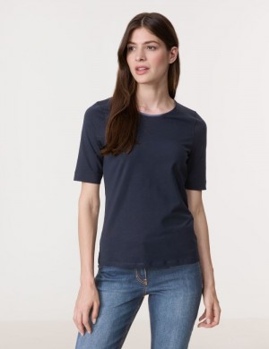 Gerry Weber T-shirt with a satin trim T-skjorte Blå | HVPV3941