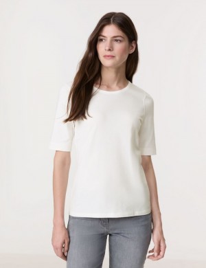 Gerry Weber T-shirt with a satin trim T-skjorte Hvite | KHNI0873