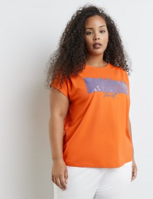 SAMOON T-shirt with sequin details T-skjorte Oransje | RVHB8509