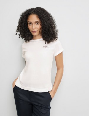 Gerry Weber T-shirt with small embroidery T-skjorte Hvite | OIVX8147