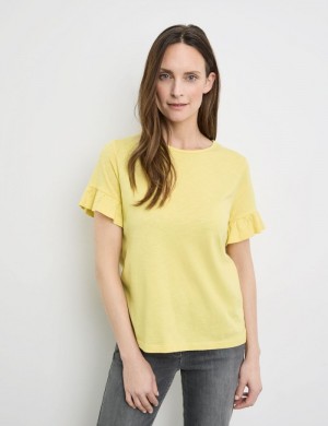 Gerry Weber T-shirt with subtle trumpet sleeves T-skjorte Gul | ZCZH5463