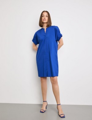 TAIFU Tunic dress with pleated details on the short sleeves Kjole Blå | WGAU3505